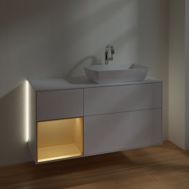 Тумба під раковину Villeroy & Boch Finion 120х50,1 см із підсвічуванням МДФ білий глянцевий лак/скло біле матове G801HFGF