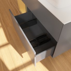 Тумба під раковину Villeroy & Boch Finion 120х50,1 см із підсвічуванням МДФ антрацит матовий лак/скло біле матове G801HFGK