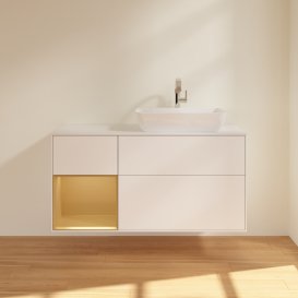 Тумба под раковину Villeroy & Boch Finion 120х50,1 см с подсветкой МДФ белый матовый лак/стекло белое матовое G801HFMT