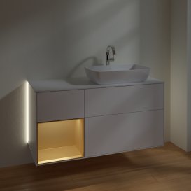 Тумба под раковину Villeroy & Boch Finion 120х50,1 см с подсветкой МДФ белый матовый лак/стекло белое матовое G801HFMT