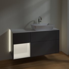 Тумба під раковину Villeroy & Boch Finion 120х50,1 см із підсвічуванням МДФ антрацит матовий лак/скло біле матове G801MTGK