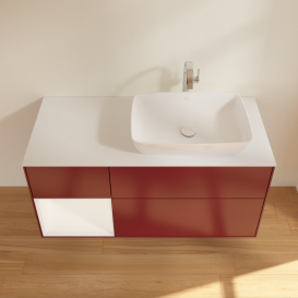 Тумба під раковину Villeroy & Boch Finion 120х50,1 см із підсвічуванням МДФ півонія матовий лак/скло біле матове G801MTHB