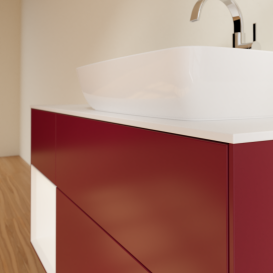 Тумба під раковину Villeroy & Boch Finion 120х50,1 см із підсвічуванням МДФ півонія матовий лак/скло біле матове G801MTHB