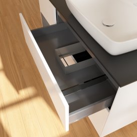 Тумба под раковину Villeroy & Boch Finion 120х50,1 см с подсветкой МДФ белый матовый лак/стекло черное матовое G802GKMT