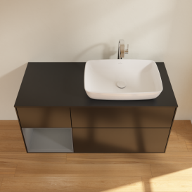 Тумба под раковину Villeroy & Boch Finion 120х50,1 см с подсветкой МДФ черный матовый лак/стекло черное матовое G802GKPD