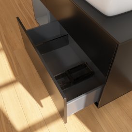 Тумба под раковину Villeroy & Boch Finion 120х50,1 см с подсветкой МДФ черный матовый лак/стекло черное матовое G802GKPD