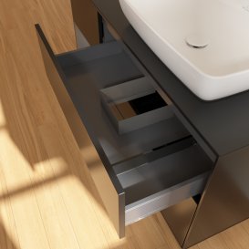 Тумба под раковину Villeroy & Boch Finion 120х50,1 см с подсветкой МДФ черный матовый лак/стекло черное матовое G802GKPD