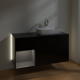 Тумба под раковину Villeroy & Boch Finion 120х50,1 см с подсветкой МДФ черный матовый лак/стекло черное матовое G802GKPD