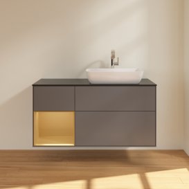 Тумба під раковину Villeroy & Boch Finion 120х50,1 см із підсвічуванням МДФ антрацит матовий лак/скло чорне матове G802HFGK