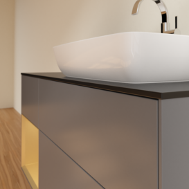 Тумба під раковину Villeroy & Boch Finion 120х50,1 см із підсвічуванням МДФ антрацит матовий лак/скло чорне матове G802HFGK