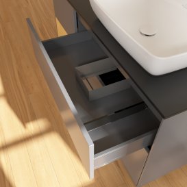 Тумба під раковину Villeroy & Boch Finion 120х50,1 см із підсвічуванням МДФ антрацит матовий лак/скло чорне матове G802HFGK