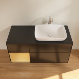 Тумба під раковину Villeroy & Boch Finion 120х50,1 см із підсвічуванням МДФ чорний матовий лак/скло чорне матове G802HFPD