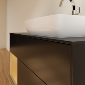 Тумба під раковину Villeroy & Boch Finion 120х50,1 см із підсвічуванням МДФ чорний матовий лак/скло чорне матове G802HFPD