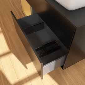 Тумба під раковину Villeroy & Boch Finion 120х50,1 см із підсвічуванням МДФ чорний матовий лак/скло чорне матове G802HFPD