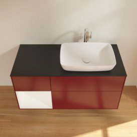 Тумба под раковину Villeroy & Boch Finion 120х50,1 см с подсветкой МДФ пион матовый лак/стекло черное матовое G802MTHB