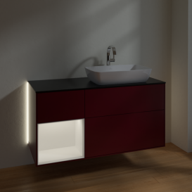 Тумба под раковину Villeroy & Boch Finion 120х50,1 см с подсветкой МДФ пион матовый лак/стекло черное матовое G802MTHB