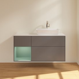 Тумба під раковину Villeroy & Boch Finion 120х50,1 см із підсвічуванням МДФ антрацит матовий лак/скло біле матове G801GMGK