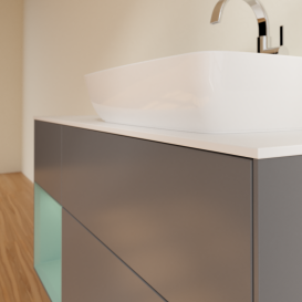 Тумба під раковину Villeroy & Boch Finion 120х50,1 см із підсвічуванням МДФ антрацит матовий лак/скло біле матове G801GMGK