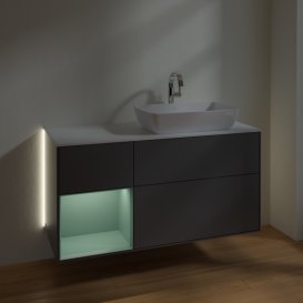 Тумба під раковину Villeroy & Boch Finion 120х50,1 см із підсвічуванням МДФ антрацит матовий лак/скло біле матове G801GMGK