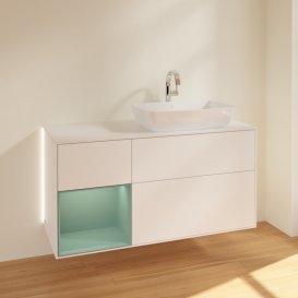 Тумба под раковину Villeroy & Boch Finion 120х50,1 см с подсветкой МДФ белый матовый лак/стекло белое матовое G801GMMT