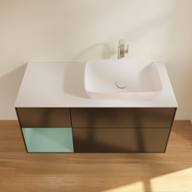 Тумба під раковину Villeroy & Boch Finion 120х50,1 см із підсвічуванням МДФ чорний матовий лак/скло біле матове G801GMPD