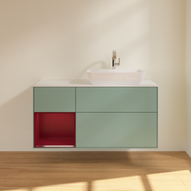 Тумба под раковину Villeroy & Boch Finion 120х50,1 см с подсветкой МДФ оливковый матовый лак/стекло белое матовое G801HBGM