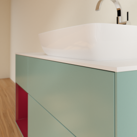 Тумба под раковину Villeroy & Boch Finion 120х50,1 см с подсветкой МДФ оливковый матовый лак/стекло белое матовое G801HBGM