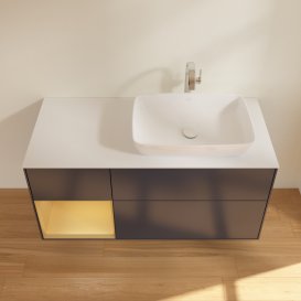 Тумба під раковину Villeroy & Boch Finion 120х50,1 см із підсвічуванням МДФ темно-синій матовий лак/скло біле матове G801HFHG