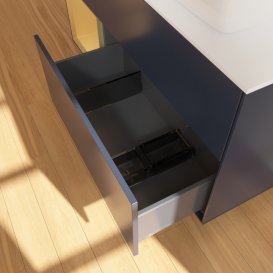 Тумба під раковину Villeroy & Boch Finion 120х50,1 см із підсвічуванням МДФ темно-синій матовий лак/скло біле матове G801HFHG