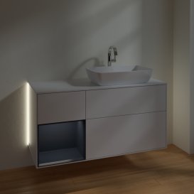 Тумба під раковину Villeroy & Boch Finion 120х50,1 см з підсвіткою МДФ білий глянцевий лак/скло біле матове G801HGGF