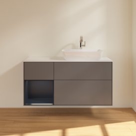 Тумба під раковину Villeroy & Boch Finion 120х50,1 см із підсвічуванням МДФ антрацит матовий лак/скло біле матове G801HGGK