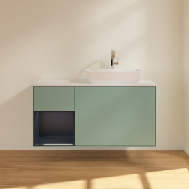 Тумба під раковину Villeroy & Boch Finion 120х50,1 см із підсвічуванням МДФ оливковий матовий лак/скло біле матове G801HGGM