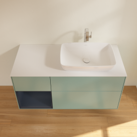 Тумба під раковину Villeroy & Boch Finion 120х50,1 см із підсвічуванням МДФ оливковий матовий лак/скло біле матове G801HGGM