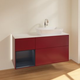 Тумба під раковину Villeroy & Boch Finion 120х50,1 см із підсвічуванням МДФ півонія матовий лак/скло біле матове G801HGHB