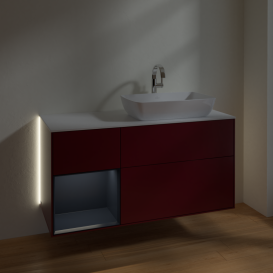 Тумба під раковину Villeroy & Boch Finion 120х50,1 см із підсвічуванням МДФ півонія матовий лак/скло біле матове G801HGHB