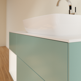 Тумба під раковину Villeroy & Boch Finion 120х50,1 см із підсвічуванням МДФ оливковий матовий лак/скло біле матове G801MTGM