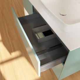 Тумба під раковину Villeroy & Boch Finion 120х50,1 см із підсвічуванням МДФ оливковий матовий лак/скло біле матове G801MTGM