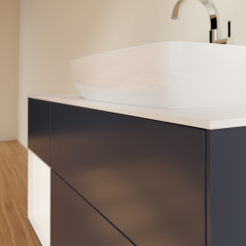 Тумба під раковину Villeroy & Boch Finion 120х50,1 см із підсвічуванням МДФ темно-синій матовий лак/скло біле матове G801MTHG