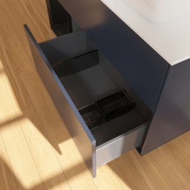 Тумба під раковину Villeroy & Boch Finion 120х50,1 см із підсвічуванням МДФ темно-синій матовий лак/скло біле матове G801PDHG