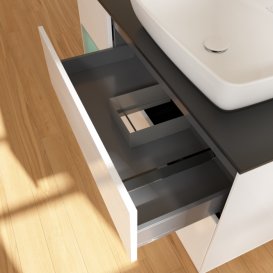 Тумба под раковину Villeroy & Boch Finion 120х50,1 см с подсветкой МДФ глянцевый белый лак/стекло черное матовое G802GMGF