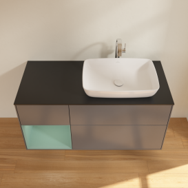 Тумба під раковину Villeroy & Boch Finion 120х50,1 см із підсвічуванням МДФ антрацит матовий лак/скло чорне матове G802GMGK