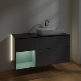 Тумба під раковину Villeroy & Boch Finion 120х50,1 см із підсвічуванням МДФ антрацит матовий лак/скло чорне матове G802GMGK