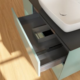 Тумба под раковину Villeroy & Boch Finion 120х50,1 см с подсветкой МДФ оливковый матовый лак/стекло черное матовое G802GMGM