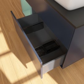 Тумба под раковину Villeroy & Boch Finion 120х50,1 см с подсветкой МДФ темно-синий матовый лак/стекло черное матовое G802GMHG