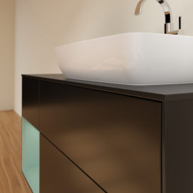 Тумба под раковину Villeroy & Boch Finion 120х50,1 см с подсветкой МДФ черный матовый лак/стекло черное матовое G802GMPD