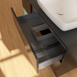 Тумба под раковину Villeroy & Boch Finion 120х50,1 см с подсветкой МДФ черный матовый лак/стекло черное матовое G802GMPD