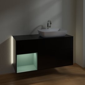 Тумба под раковину Villeroy & Boch Finion 120х50,1 см с подсветкой МДФ черный матовый лак/стекло черное матовое G802GMPD