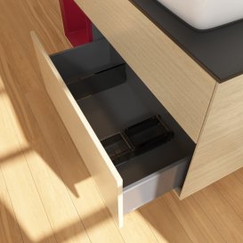 Тумба под раковину Villeroy & Boch Finion 120х50,1 см с подсветкой МДФ шпон дуба/стекло черное матовое G802HBPC