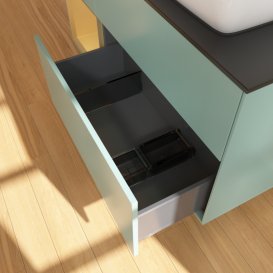 Тумба під раковину Villeroy & Boch Finion 120х50,1 см із підсвічуванням МДФ оливковий матовий лак/скло чорне матове G802HFGM