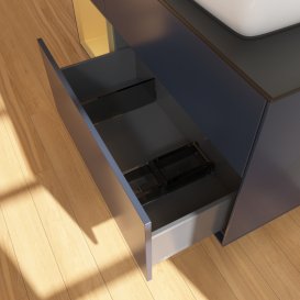 Тумба під раковину Villeroy & Boch Finion 120х50,1 см із підсвічуванням МДФ темно-синій матовий лак/скло чорне матове G802HFHG